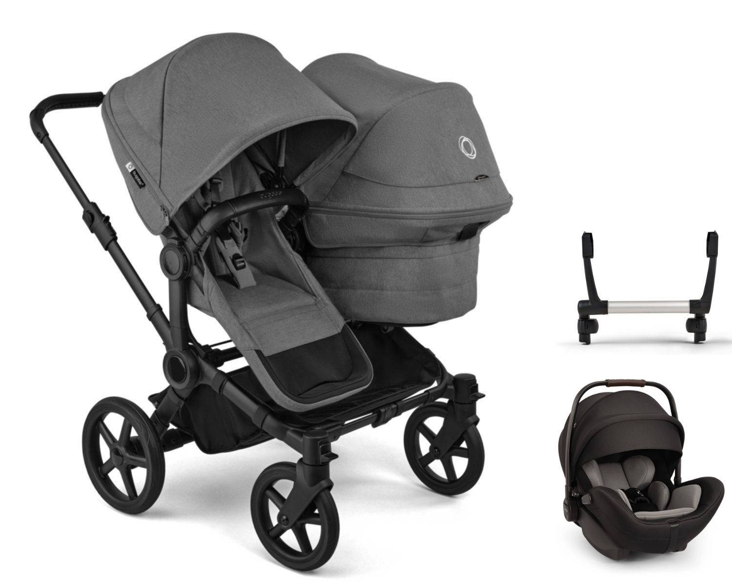 Bugaboo Donkey 6 Duo Stroller Set 3 in 1 incl. Nuna Arra Flex i-Size Car Seat - Black / Moon Grey
