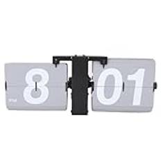 Flip Clock PVC Rostfritt Stål Batteridriven Retro Mekanisk Digital Automatisk Flip Down Skrivbordsklocka för Kontor i Vardagsrummet i Sovrummet (Helsvart)