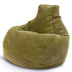 Green Bean© Sittsäck med ryggstöd 80 x 80 x 90 cm – gamingstol med 230 l fyllning manchestertyg – beanbag golvkudde lounge sittpall, relaxfåtölj, gamingstol grön