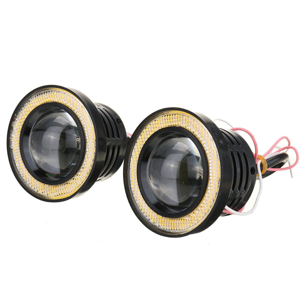 Par Angel Eyes bil dimljuslampa projektor DRL COB LED-lampor 7 färger