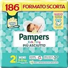 Pampers Baby Dry Mini, 186 blöjor, Storlek 2 (3-6 kg)