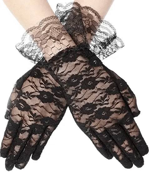 Eleganta Spetshandskar – Tidlös Skönhet, Svart, Burlesque