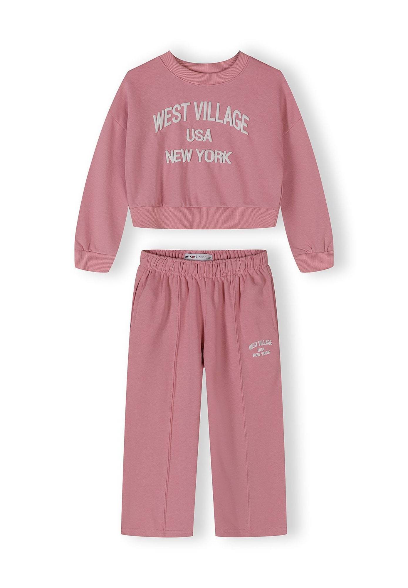 MINOTI Joggingdragt  pink / hvid