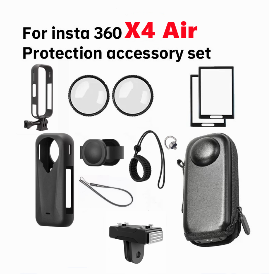 For Insta360 X4 Air Camera Accessory Kit with Storage Bag Magnetic Release Screen Protector Frame Cage Lens Guard Silicone Case
