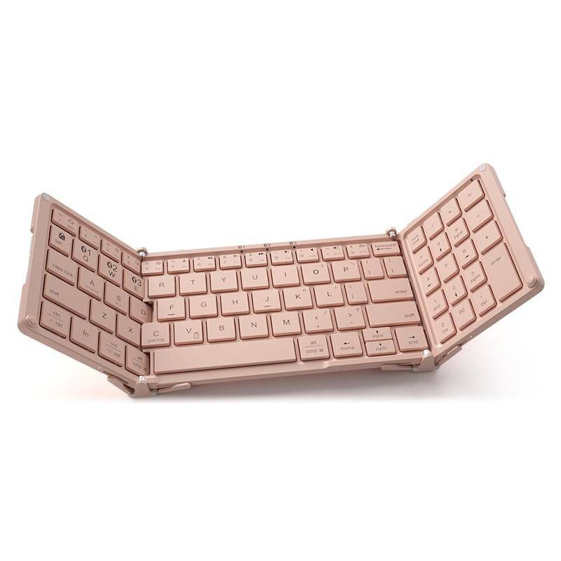 B.O.W HB166 Foldable Wireless Bluetooth Keyboard, 79 Keys, Office Mini Keyboard, Pink rosa.