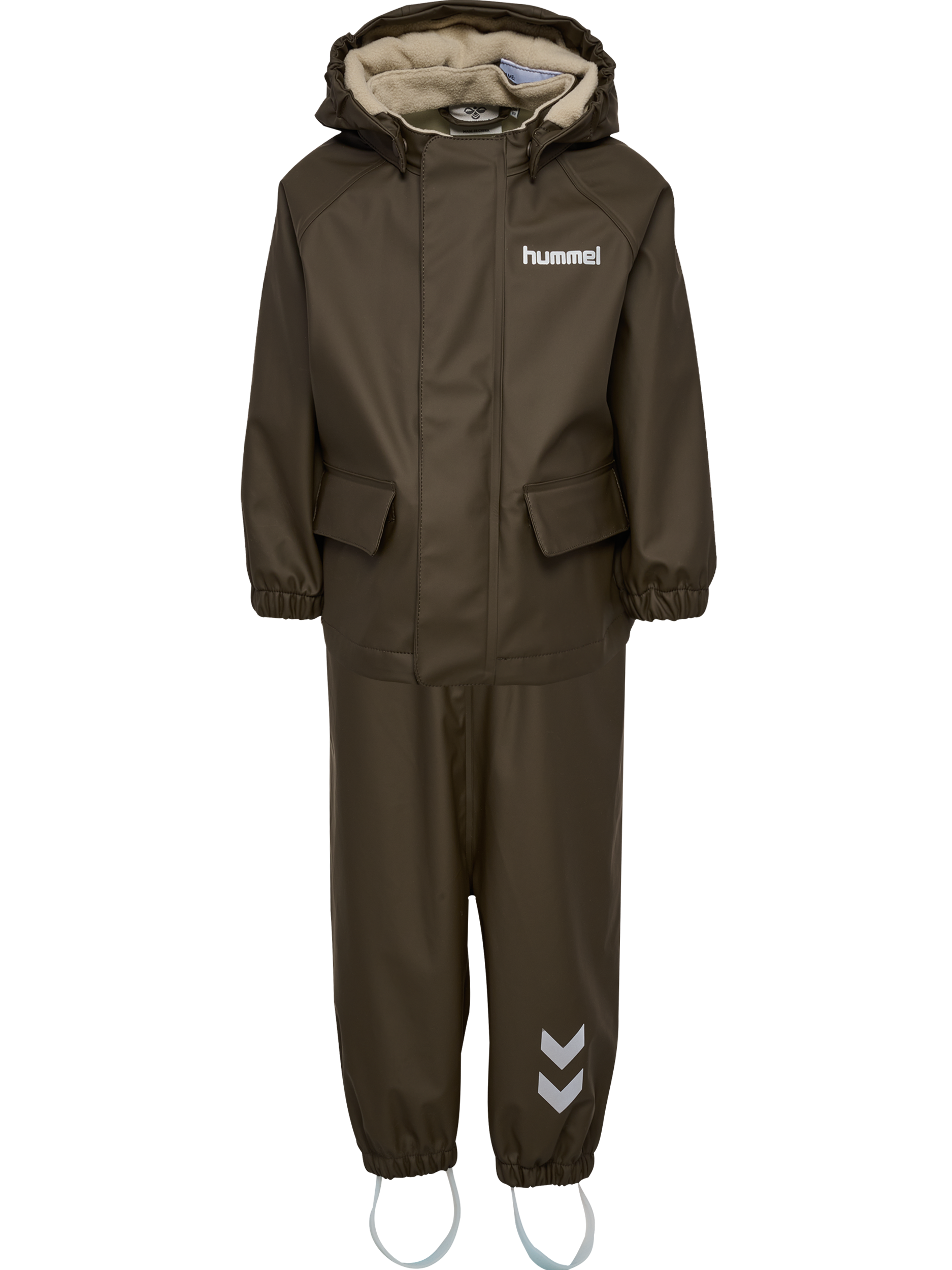 Hummel - Solo Pu Rainwear Set | Brown | Rainsuit | Børn | Str. 128 - Fri fragt og Hurtig levering