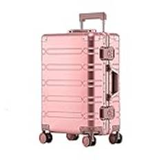 Resväska Aluminium-magnesium reseficka Business Rolling On Wheels Vagn Bagage Carry-Ons Hytt Resväska (Color : Rose Gold, Size : 29")