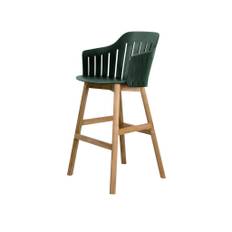 Cane-line - Choice Barstol - Udendørs - Barstol - Frame: Teak / Seat: Dark Green - W59 x D53 x H42 cm