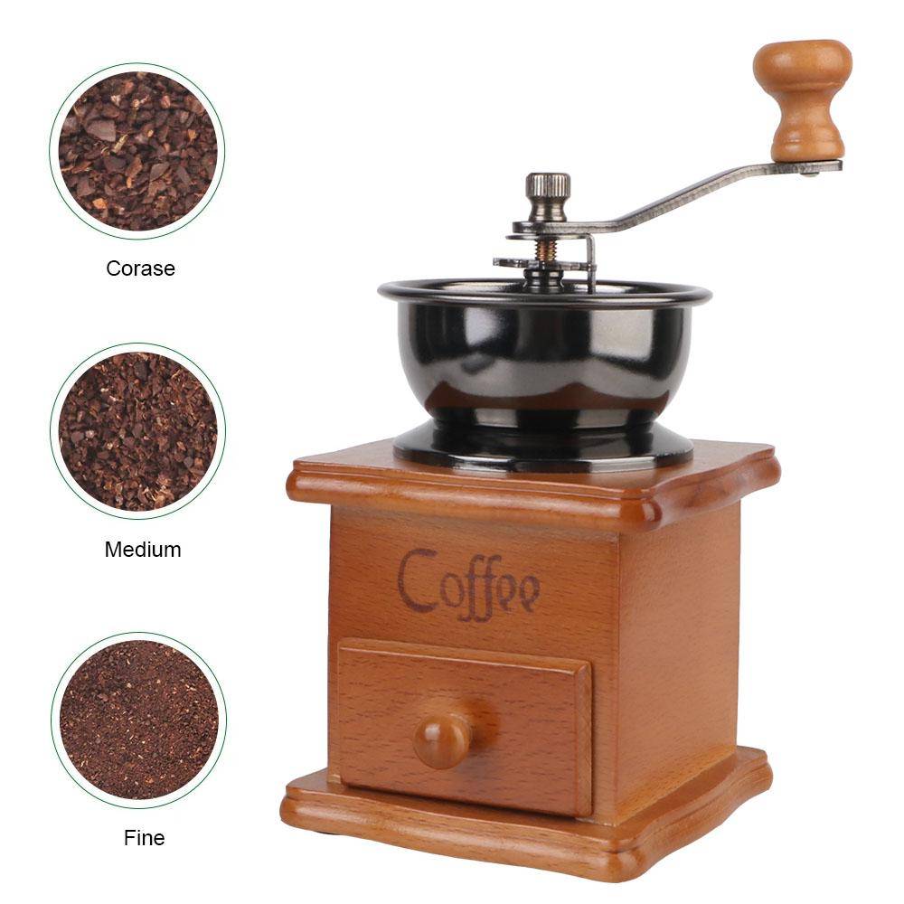 Manuell kaffebönkvarn i trä i retrostil Kaffekärl Kafferedskap Handtag i rostfritt stål med keramik Millston Spice Burr Mill Coffee