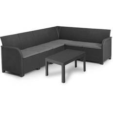 Garden furniture - resin woven rattan look - Allibert by KETER - 6 people - SanRemo - Graphite gray