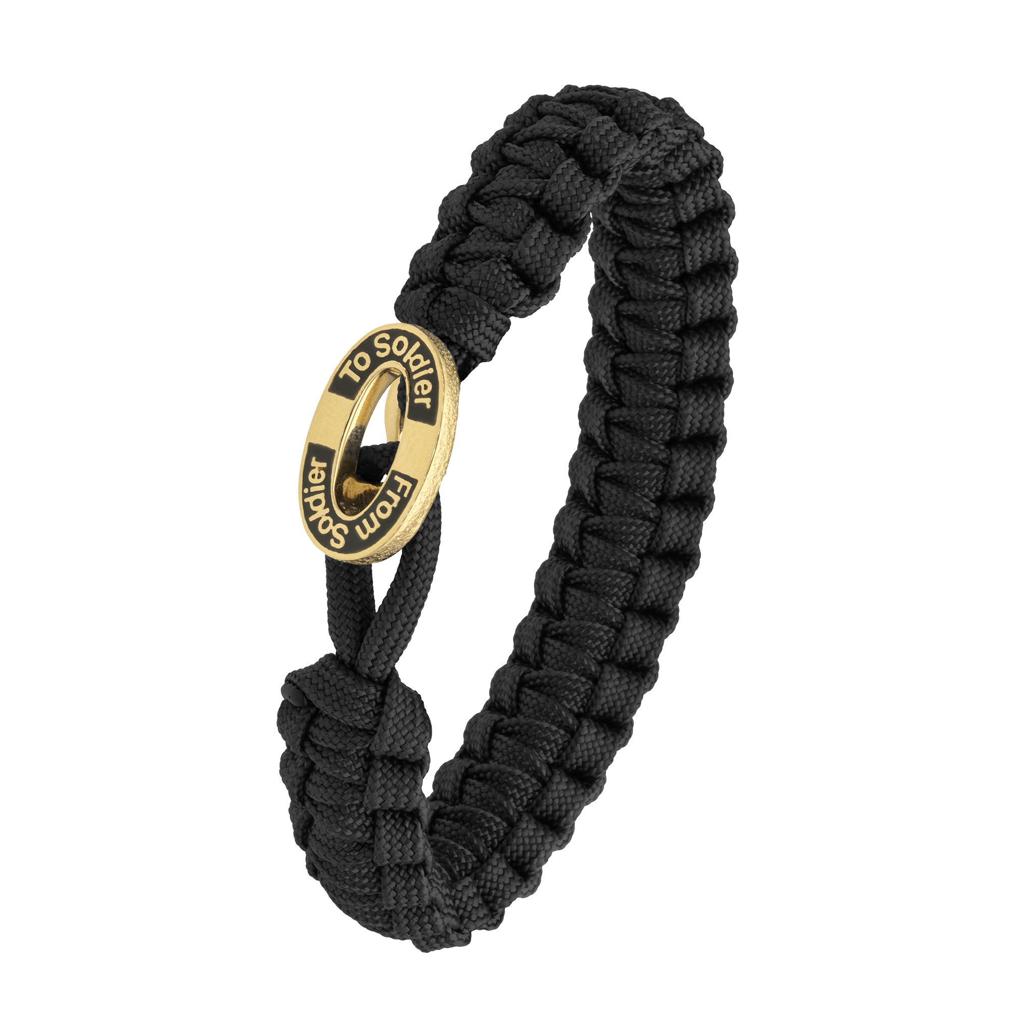 FSTS Bracelet Black with Gold Plated Sterling Silver Black Enamel Lock - Svart, Guldfärg (220 mm)