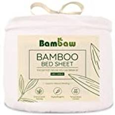 Bambaw Bamboo Fitted Sheet 180 x 200 cm Cool Hypoallergenic Sheets for Summer and Winter White