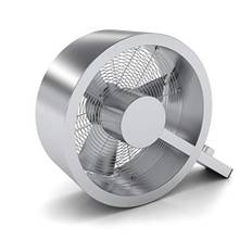 Stadler Form Designgin-fläkt Q, högkvalitativ tillverkad av aluminium/rostfritt stål med 3 effektnivåer, 40 watt, silver