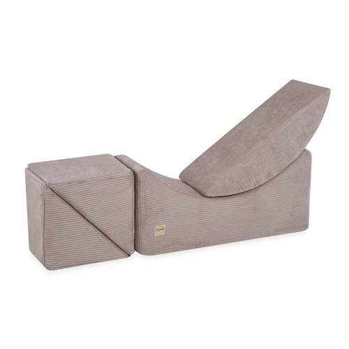 PLUSH NEST Barns schäslong, recliner, 145x35x45cm, premium beige kordflanell