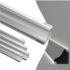 HOOLED aluminiumprofil för LED-remsor 2 m x 5 st (10 m), aluminiumprofiler för hörn 69,1 mm x 69,1 mm, lämplig för ljusremsor från olika tillverkare, med PC-matt lock (SP56)
