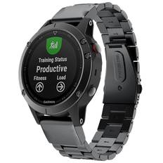 Urrem til Garmin Fenix 5S/6S/7S - Rustfrit stål - 20 mm - Sort