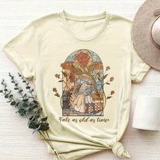 TEMU Beauty And The Graphic Print T-shirt, Summer And Spring Short-sleeved Crew Neck Casual Top, Women's Clothing