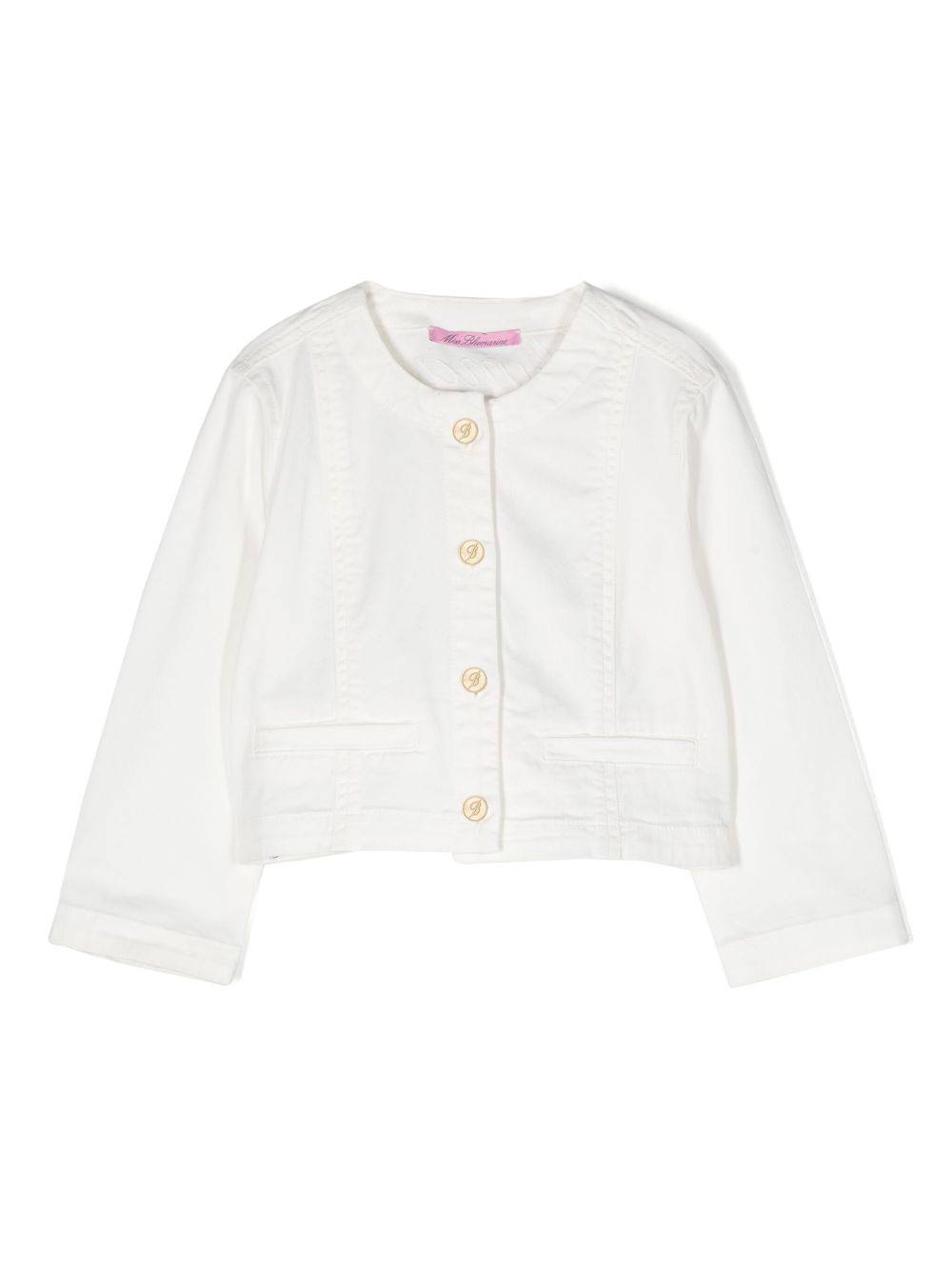 Miss Blumarine - skjortjacka i twill - barn - Elastan/bomull/bomull - 12 år - Vit