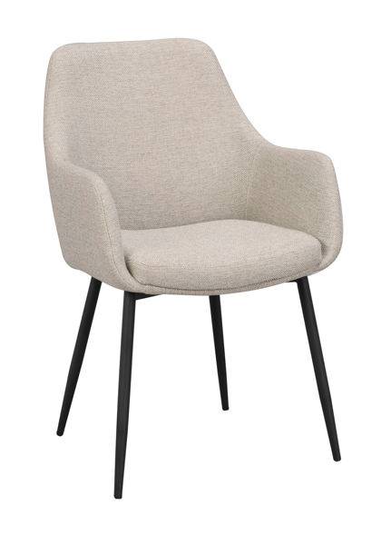 REILY karmstol tyg beige tyg svarta metallben