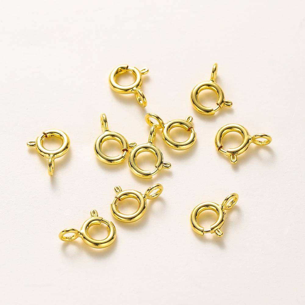 10st/ 14K 18K Guld Rund Fjäderlås Med Öppen Ögla Kopplingslås För DIY Smycken Halsband Kedja Tillverkningstillbehör platina