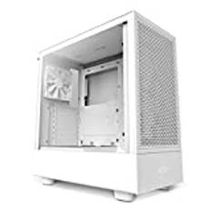 NZXT H5 Flow - CC-H51FW-01 - Compact ATX Mid -Tower PC Gaming Case - Perforerad frontpanel - Härdat glas sidopanel - Kabelhanteringssystem - Vattenkylning klar - Vit