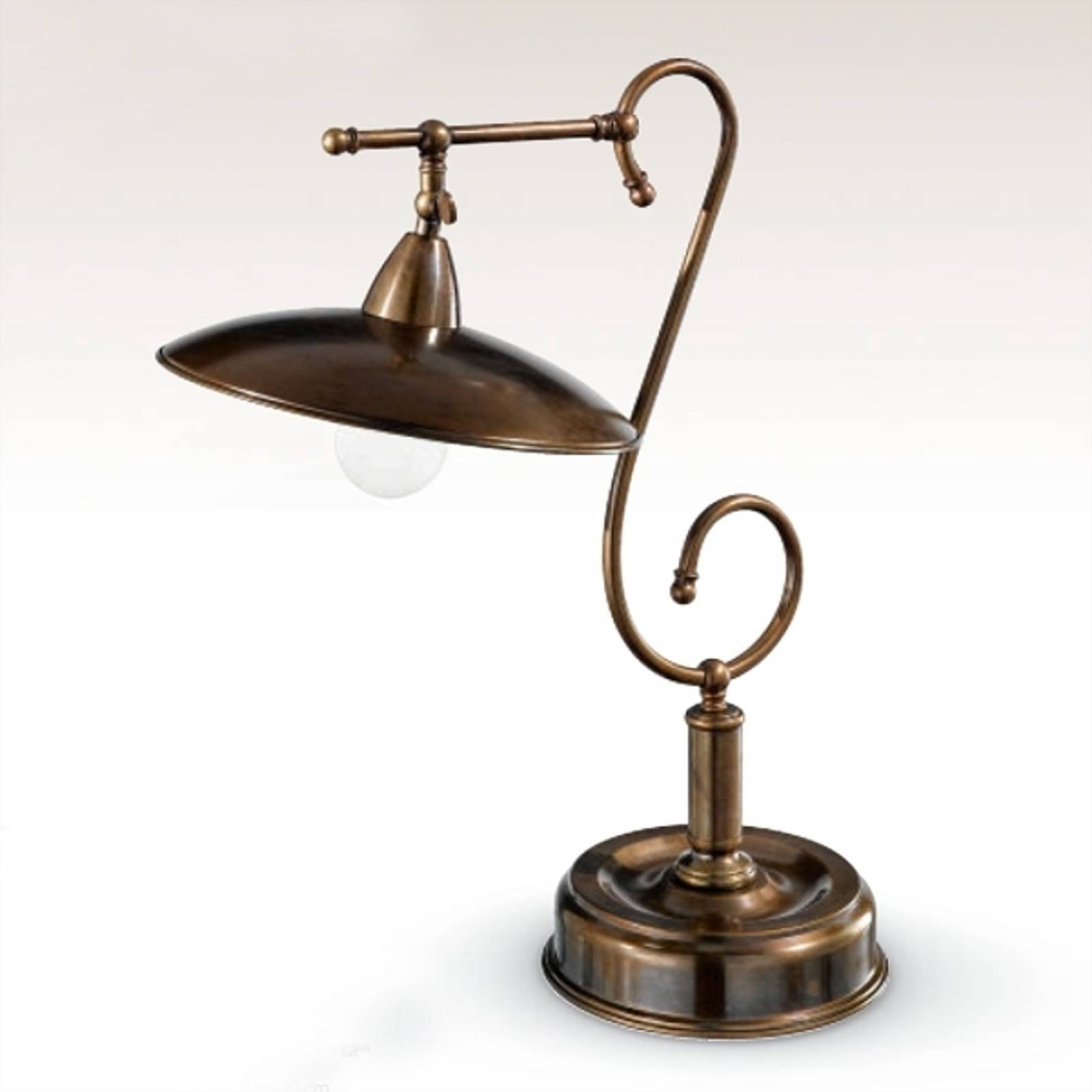 Cremasco Bordlampe TAVERNA, Hvid/opal, Stue/spisestue, Messing, Antik