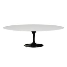 Knoll - Saarinen Oval Table - Matbord, 244 x 137 cm, Svart underrede, skiva i Vit laminat - Spiseborde - Eero Saarinen - Hvid - Laminat/Metal