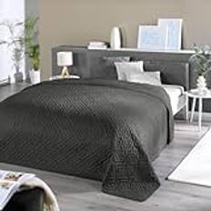 Delindo Lifestyle överkast sängöverkast premium grå, för enkelsäng, enfärgat för sovrum, 140 x 210 cm
