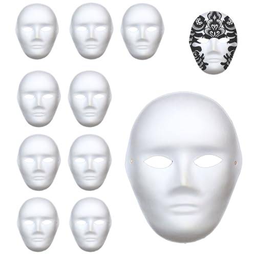 SRTSTR 10 st vit mask för att dekorera pappersmasker för målning av pappersmasker, gör-det-själv-pasta, massa, målad mask, vit karneval, för DIY Halloween Mardi Gras Party