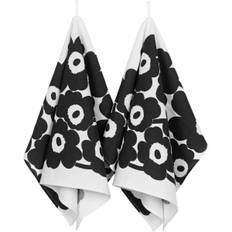 Marimekko - Unikko Kökshandduk 47x70 Cm 2-pack / Vit - Svart