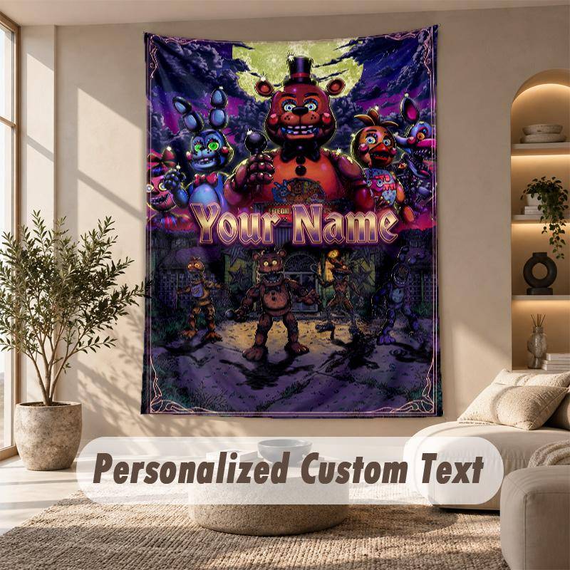 Five Nights at Freddy’s Tapestry, Personalized Custom Text, Wall Hanging Tapestry For Living Room Home Wall Decor