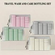 5Pcs Travel Toiletry Bottles Set,Premium Leak-Proof Travel Bottles Set Portable Lotion/Shower Gel/Shampoo Dispenser With PU Bag (100ml, 80ml, 80ml, 50ml, 15ml)- Compact & Reusable, Perfect For Toiletries, Shampoo, Conditioner & Lotion - Hassle-Free On-The-Go