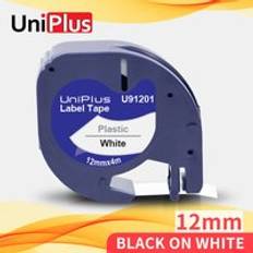 Uniplus 91201 12mm etikettband 91331 kompatibla dymo letratag etikettmaskin 91221 svart på vitt för dymo lt skrivare lt -100h 100t