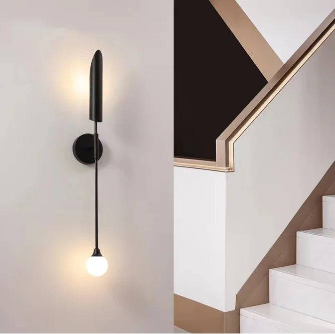 LuxeGlam - Guld Industriell Vägglampa för Hem och Hotell - Svart modell C / Kall vit (5500-7000K)