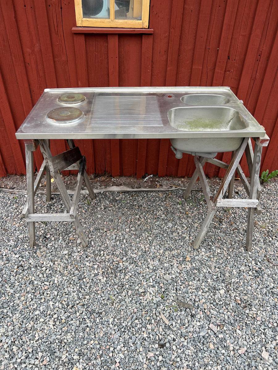 Rostfri diskbänk 120 cm