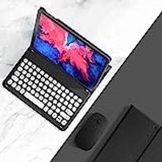 QYiiD Tangentbordsfodral med mus för Lenovo Tab P11 2020 (TB-J606F TB-J606X), smalt skal lätt fodral med sött runt tangentbord, avtagbar Bluetooth för Lenovo Tab P11 11 tum 2020, svart