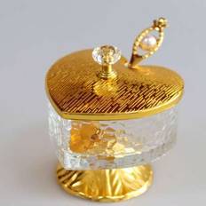 1 set hjärtformad sockerskål, mönstrad kroppsgräddburk i glas, kryddburk i modern stil Julklapp - Guld (En-Storlek)