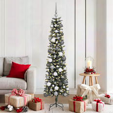 vidaXL Konstgjord julgran med dekorativa strängljus Grön 180 cm PVC