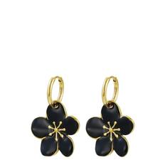 BUD TO ROSE Calista Enamel Earring Black/Gold |Svart |One Size