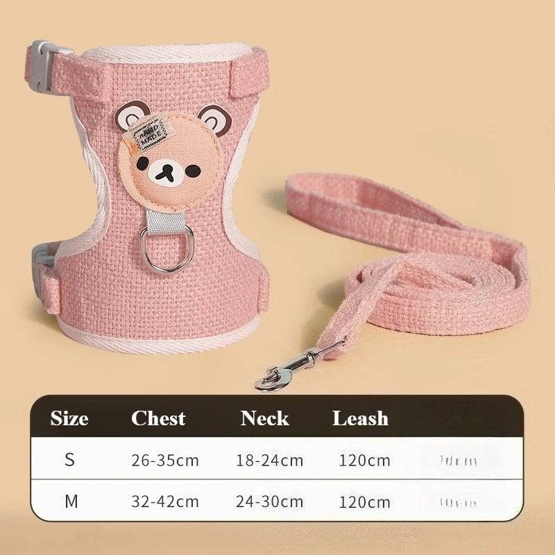 Undershirt Vest Harness & Leash for Small Dogs & Cats - Pink1 / M (M)