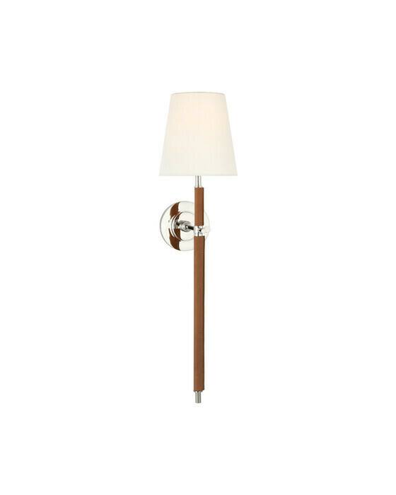 Visual Comfort Bryant Wrapped vägglampa nickel/läder (H: 66 x B: 16,5 cm)