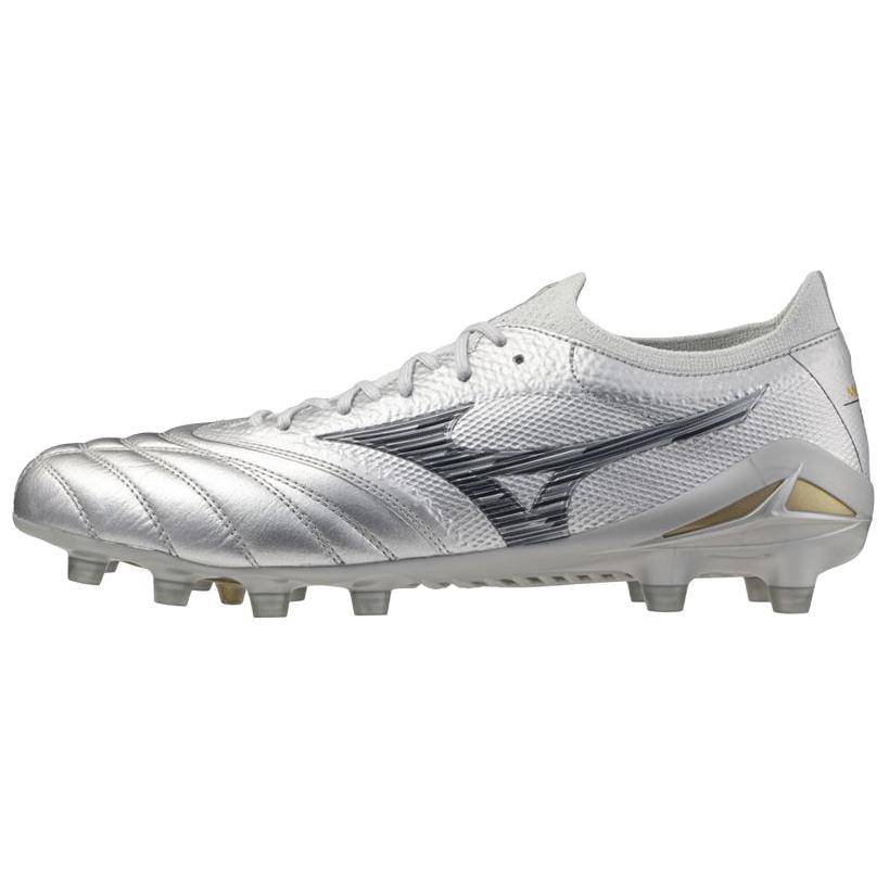 Mizuno Morelia Neo 4 Beta Japan Bekväma Slitstarka Halkfria Slitstarka Fotbollsskor Unisex Fotbollsskor Silver P1GA254004 42.5