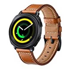 TopTen 20 mm äkta läder reserv armband armband klockarmband klockarmband kompatibelt för Samsung Gear Sport/Galaxy Watch 42 mm/Gear S2 Classic Smartwatch Brun