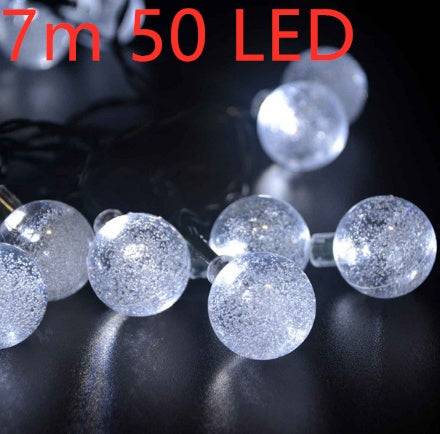Crystal solar power of the led lamp string lights christmas lights solar garden outdoor decoration for christmas - White / 7M 50 LED