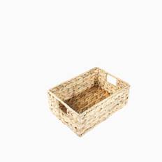Mille - Flätad korg med handtag (medium) - Lys natur - B: 18 cm D: 25 cm H: 10 cm