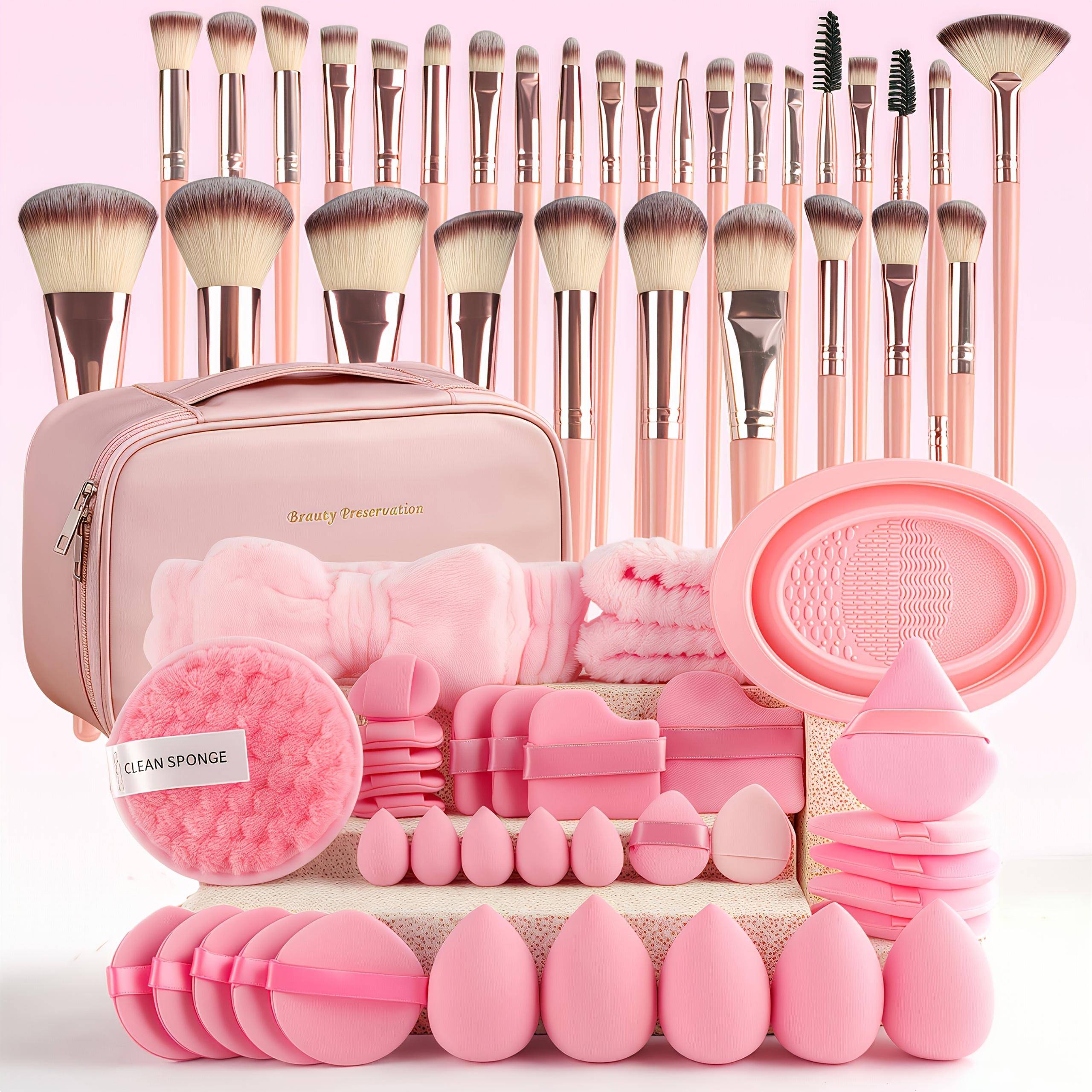 Högkvalitativa Professionella Sminkverktyg Rosa Serie Sminkborstar Mjuk Pudderborste Highlighter- och Rougeborste Ögonskuggspensel white