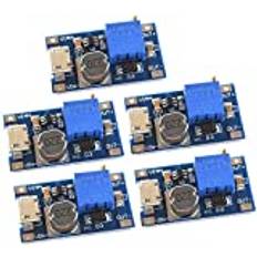 IHaospace 5 st DC-DC Boost omvandlare steg upp spänningsregulator spänningsstabilisator justerbar strömförsörjning DC 2-24V till 5V 9V 12V 28V 2A med mikro-USB-ingång