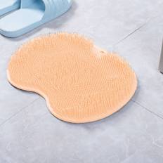 Rygskrubber til brusebad, silikone brusebadsbørste med sugekop til rengøring og eksfoliering af huden, flydende krop med lange børster (orange)