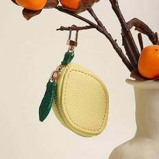 Päronfrukt Charm Myntväska Mikrofiberläder Söt Nyckelring Minifodral Kompatibel Airtag Plånbok Present För Flicka Dam Plånbok Plånbok Handväska Handle - Gul