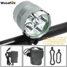 5*t6 led cykelljus lykta 7000lm cykel framljus mtb pannlampa cykelstrålkastare + 8.4v laddare + 18650 batteripaket - Med 9600 mah batteri